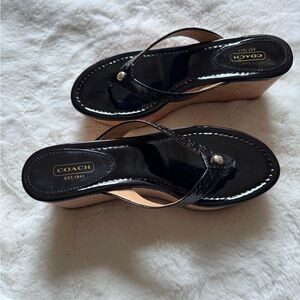 Coach Women's Jordan Black Wedge Sandals